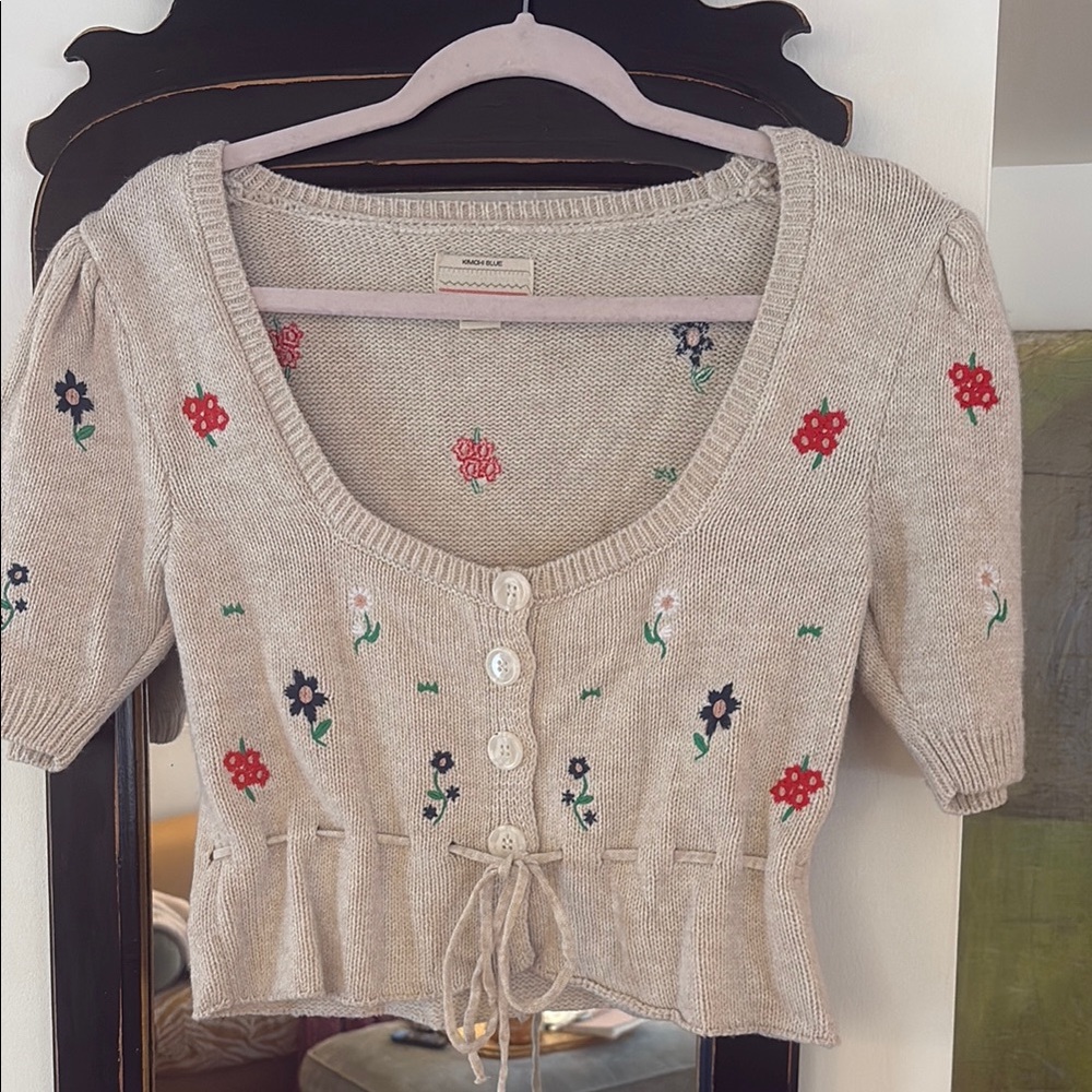 Floral Knit Cardigan with Button Front